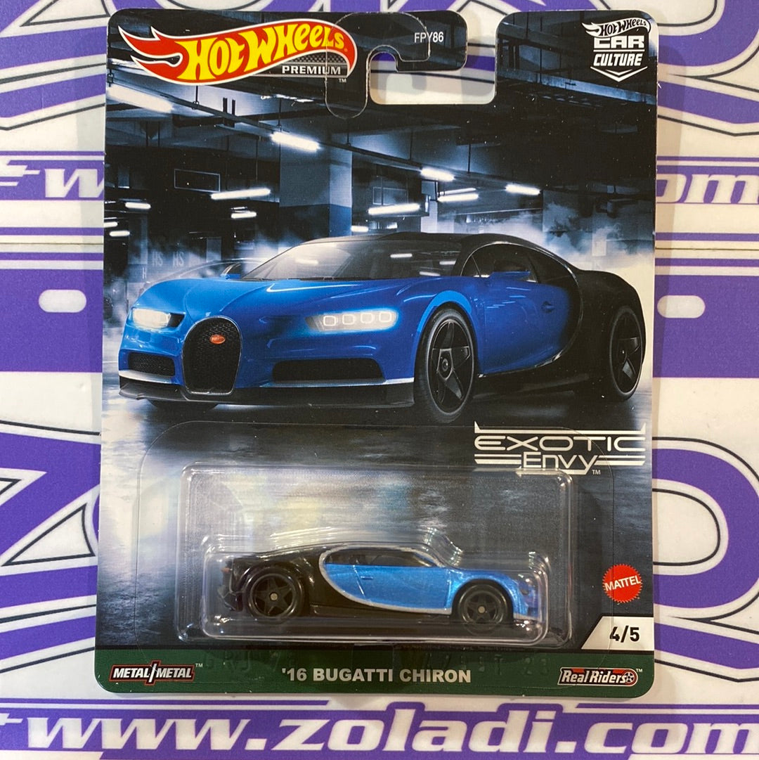 Hot Wheels Premium / Bugatti Chiron -koenigsegg - Mc Laren Color Azul /  Mate / Bordeaux