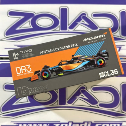 02326 MCL36 DANIEL RICCIARDO  #3 (CON ACRILICO/CON CASCO) 2022