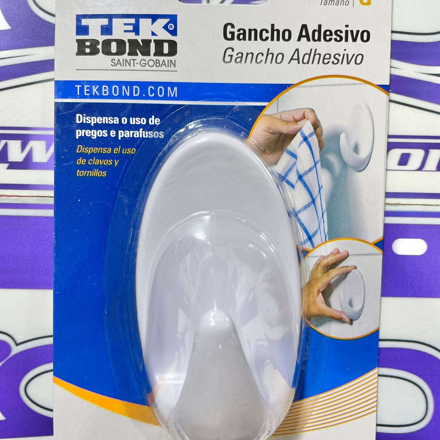 Gancho Adhesivo Ambar Grande Tekbond