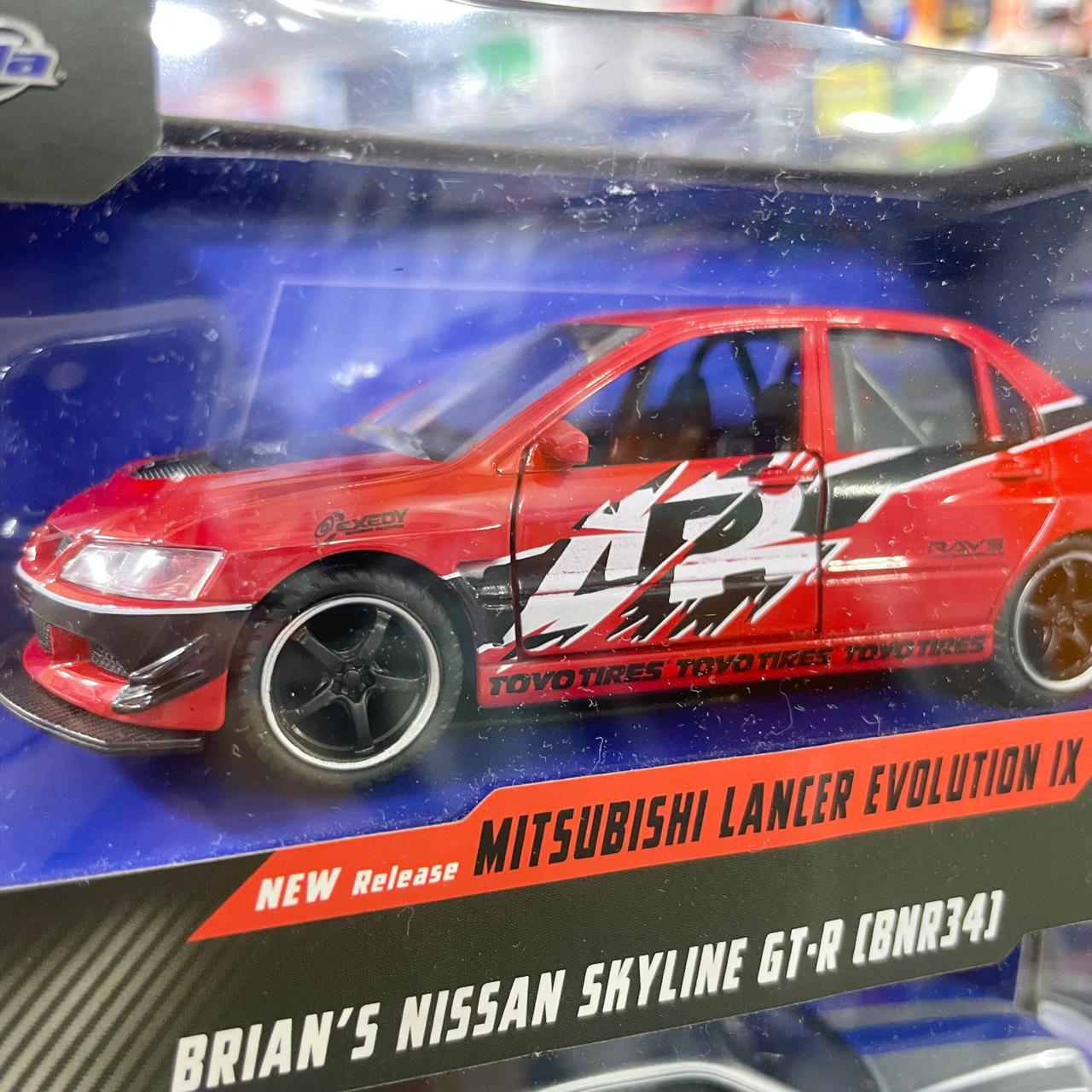 1/32 MITSUBISHI LANCER EVOLUTION IX &amp; BRIAN'S NISSAN SKYLINE GTR34 34256