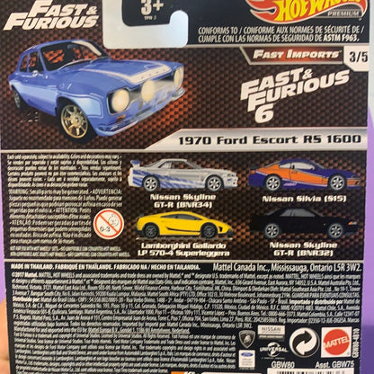 GBW80 Ford Escort Rs1600 F&F Hot Wheels Premium