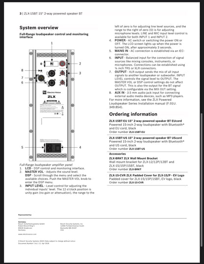 ZLX-15BT ElectroVoice