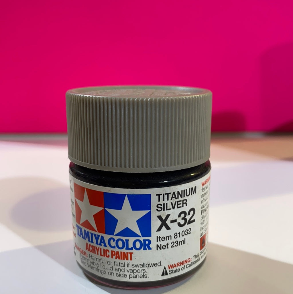 X-32 Titanium Silver Acrylic Paint (Metallic) 23ml - Tamiya